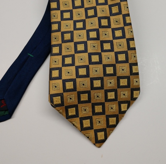Tommy Hilfiger men's tie in gold and blue colors - Picture 5 of 6